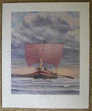 Tamar Tephi comes to Ireland, a color lithograph by Douglas Nesbit, reprinted for display in home.